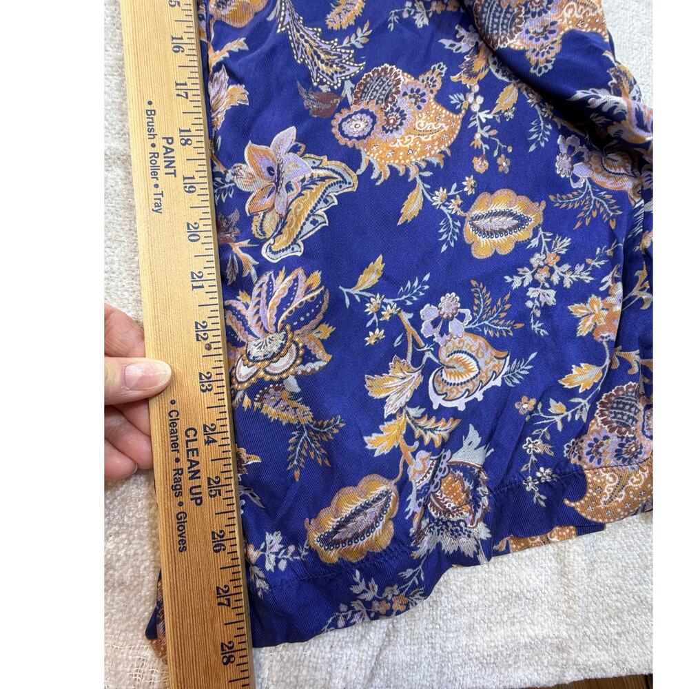 ETT:TWA Womens Small Blue Gold Floral Print Spaghetti Strap Jumpsuit Boho Resort - Picture 7 of 10